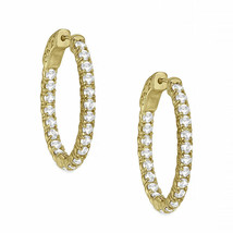 4.25 Carat Inside Out Diamond Hoop Earrings 14k Solid Yellow Gold - $2,246.11