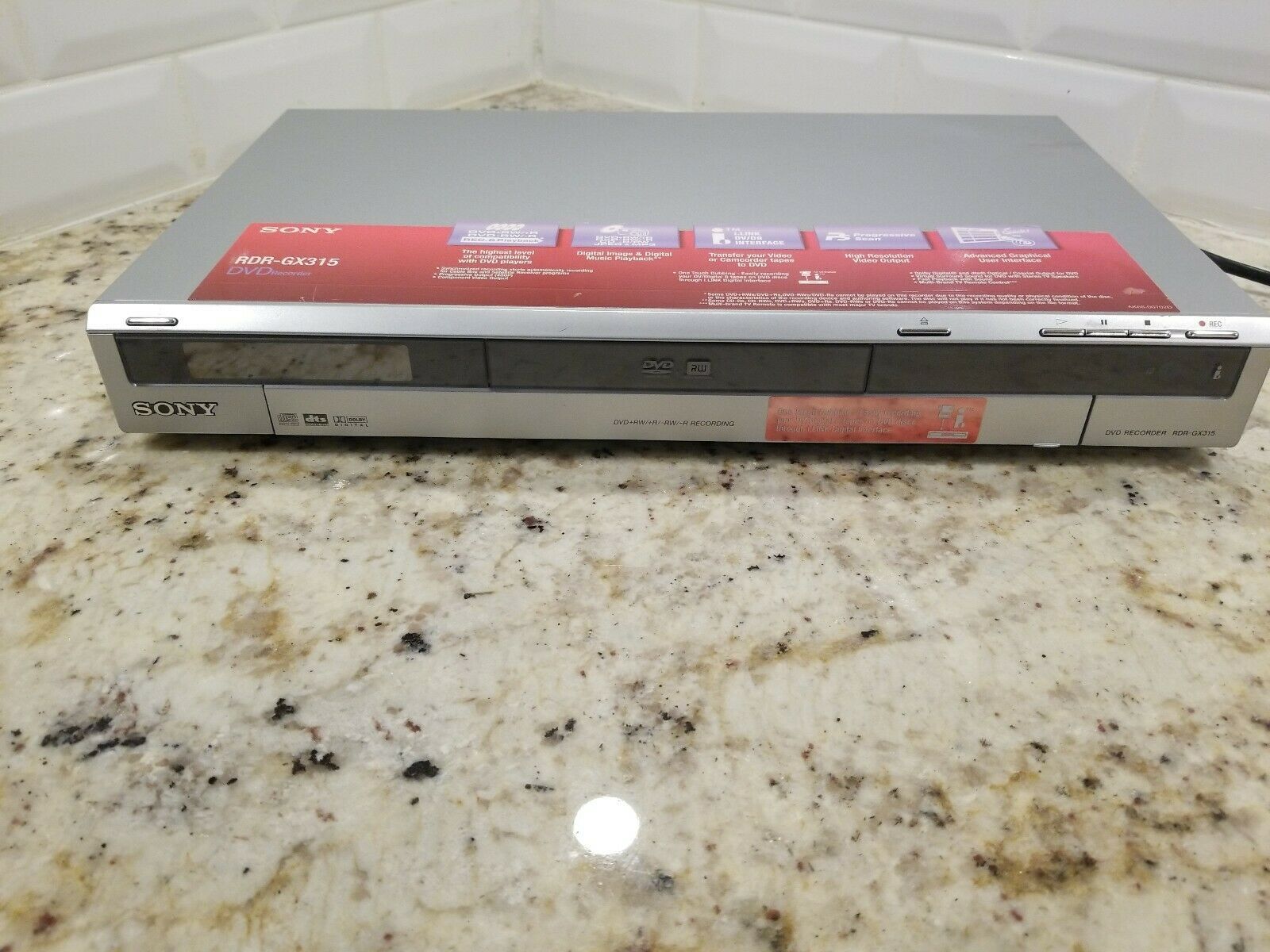 Sony RDRGX315 Progressive Scan DVD+RW/RW/+R/R Recorder CD Tray not