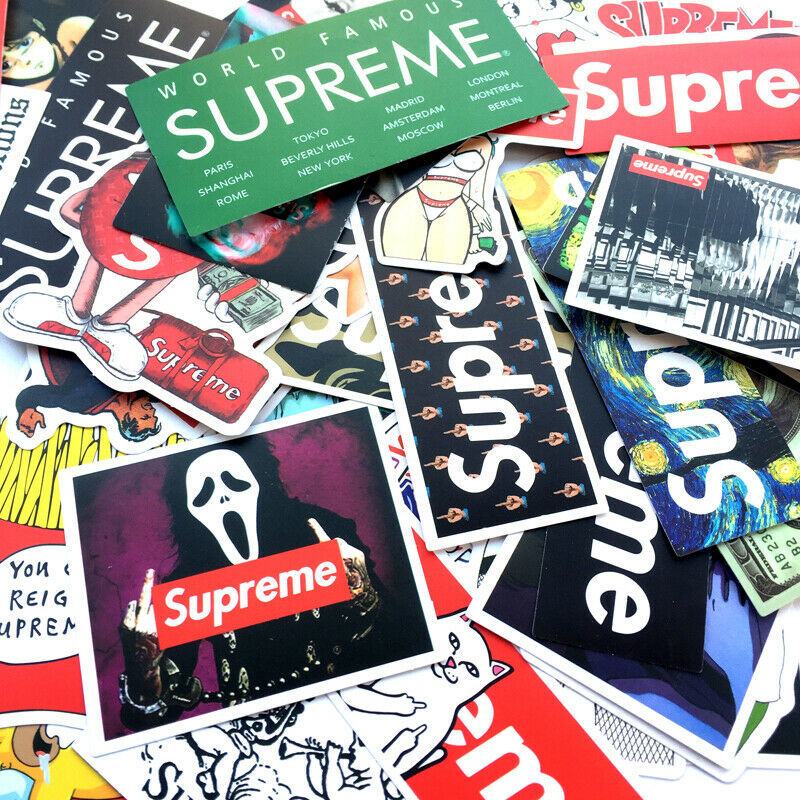 50 Supreme Hypebeast Stickers for Hydro Flasks, Laptops, Skateboards