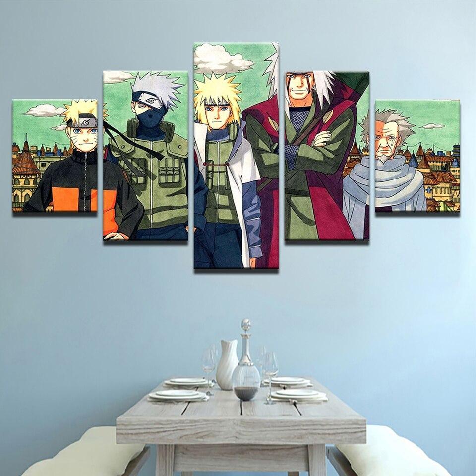Painting Canvas Prints Home Decoration 5 Pieces Naruto Cartoon Wall Art ...