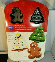 Wilton Mini Cake Pan 6 Cavity Christmas Tree Gingerbread Man Non Stick - $12.99
