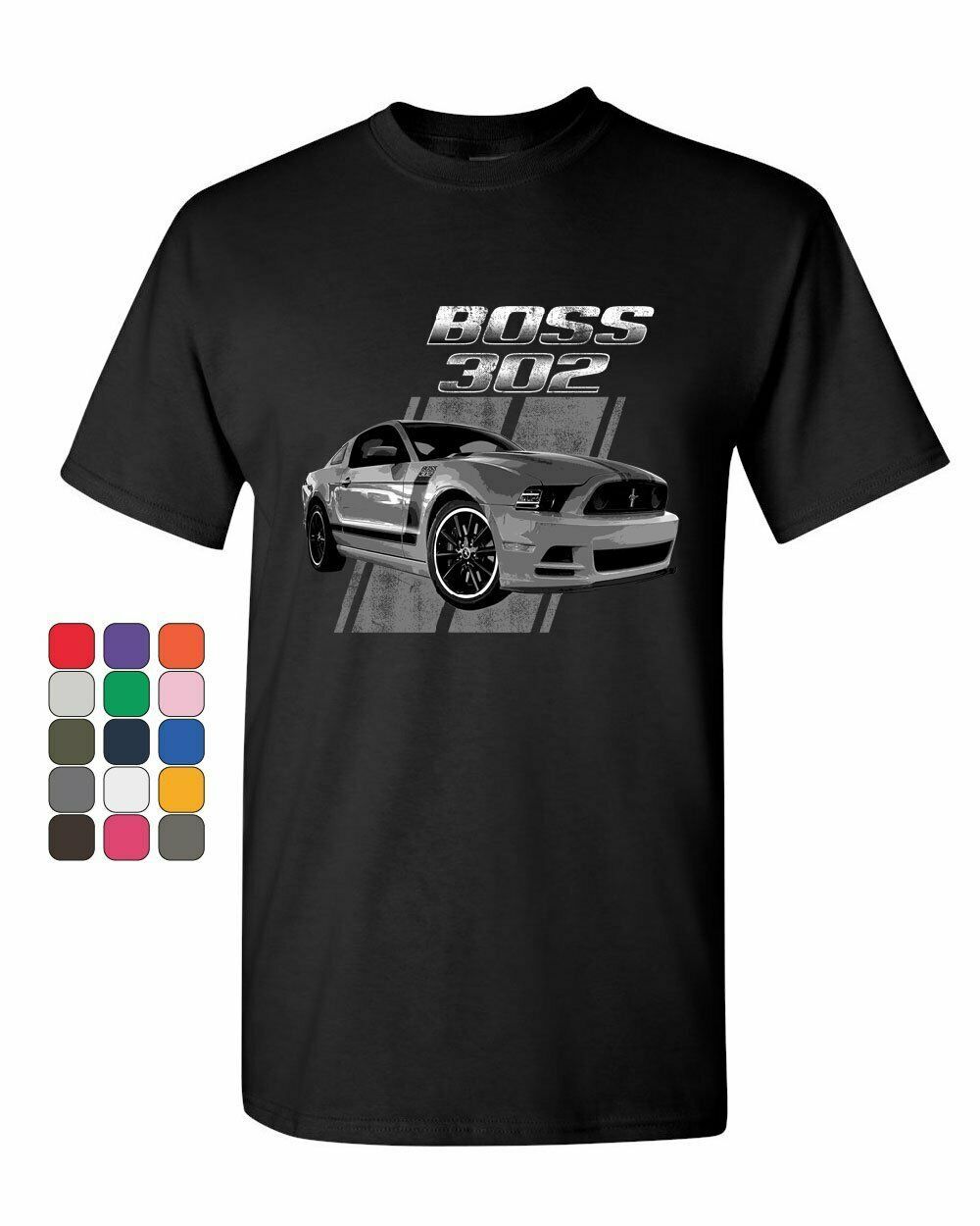Ford Mustang Boss 302 T-Shirt 50 Years Anniversary Muscle Car Mens Tee Shirt