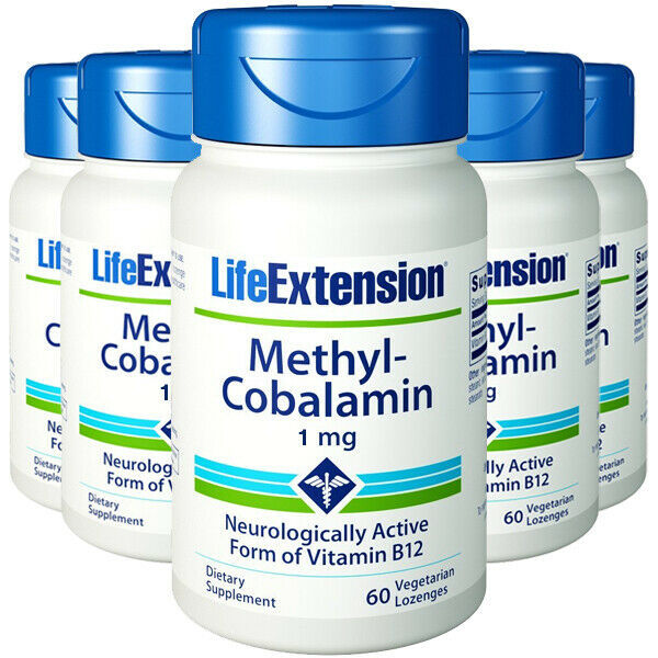 Vitamin B12 1000mcg (Methylcobalamin 1mg) Life Extension 5X60 Lozenges