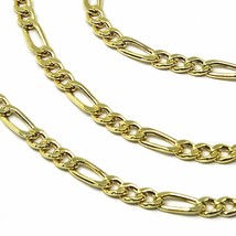 9K GOLD CHAIN FIGARO GOURMETTE ALTERNATE 3+1 FLAT LINKS 3mm, 60cm, 24 INCHES image 2