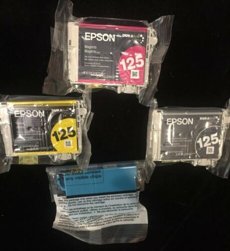 Primary image for 4-PACK Epson GENUINE 125 Black & Color Ink (NO RETAIL BOX) XL BLUE