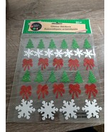 2 Christmas Trees Snowflakes Bows Dimensional Glitter Foam Stickers 33 each - $13.74