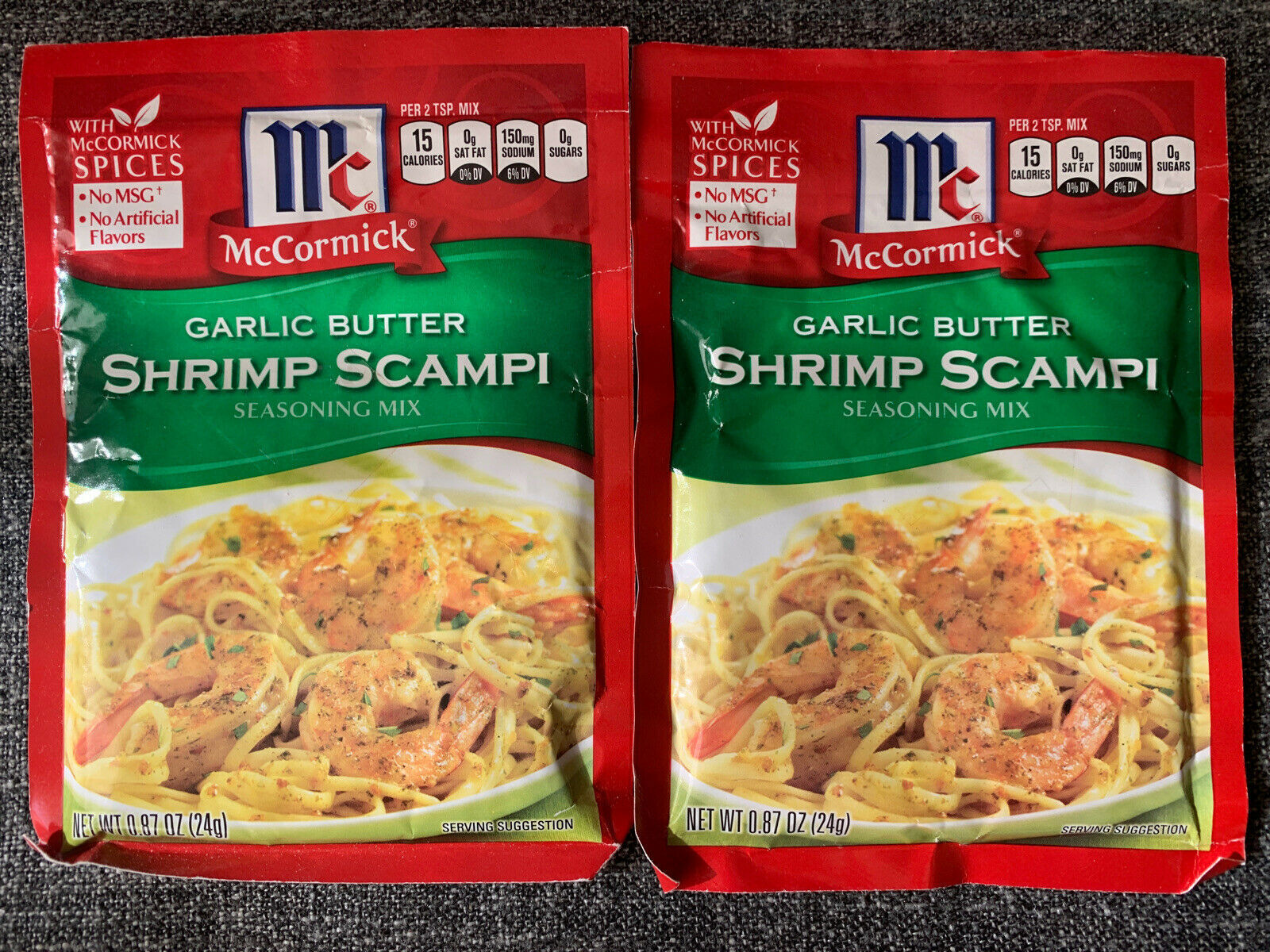 2 McCormick GARLIC BUTTER Shrimp Scampi Mix 0.87oz per packet 02/22 ...