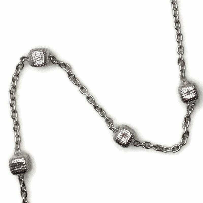 Brand New White Gold on 925 Sterling Silver Necklace 18 inch Cable