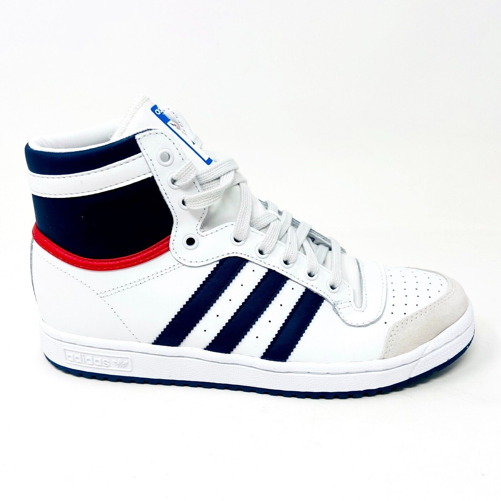 Adidas Originals Top Ten Hi Junior White Blue Red Kids Leather Sneakers D74481