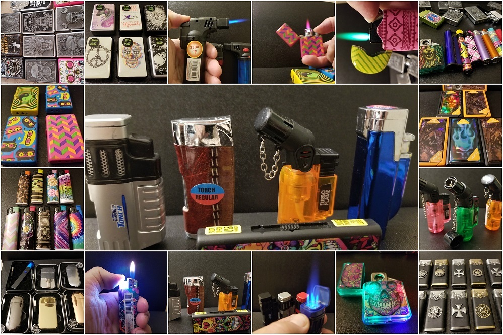 Bulk Lighters Lot, 100 Torches, Windproof, Novelty, USB, Refillable