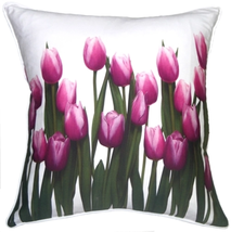 Vibrant Magenta Tulips 19x19 Throw Pillow, Complete with Pillow Insert - $52.45