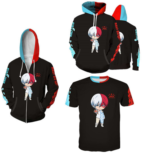 My Hero Academia Todoroki Shoto Hoodies 3D printed zip-up Hoodies & T-Shirts New