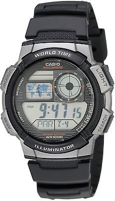 Casio Men's AE1000W-1BVCF Silver-Tone And Black Digital Sport Watch With Black
