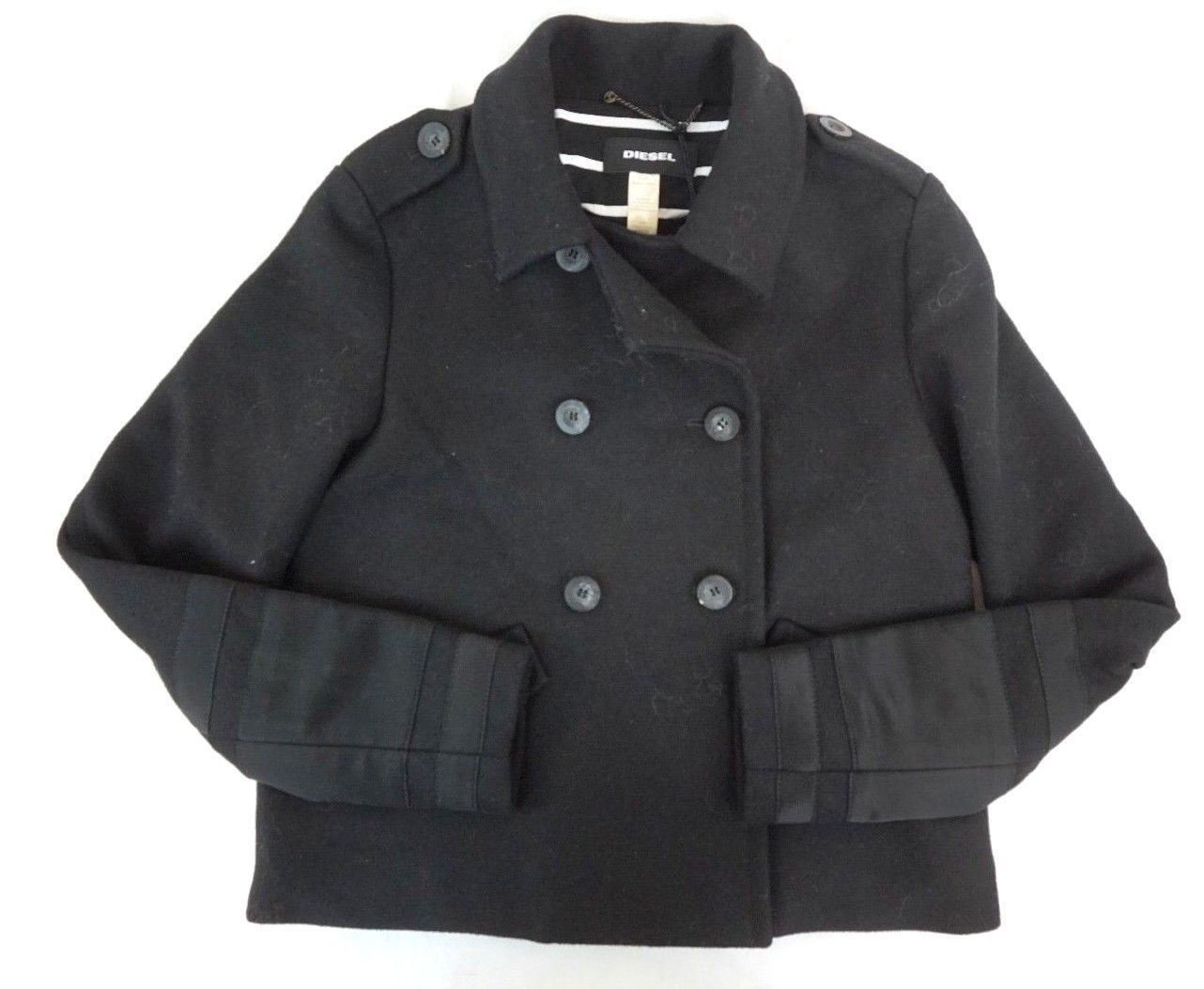 NWT DIESEL Women's Black Wool Blend W-Paris Jacket Pea Coat XS - Coats ...