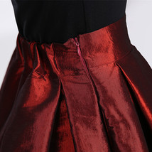 BURGUNDY A-Line MAXI Ruffle Skirt Outfit Taffeta Party Skirt High Waisted Plus image 5
