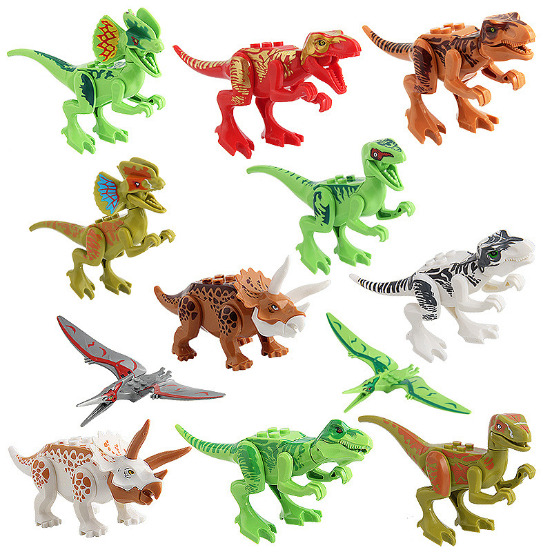 12pcs DIY Dinosaur Building Blocks Toys Jurassic World Model Kid Development
