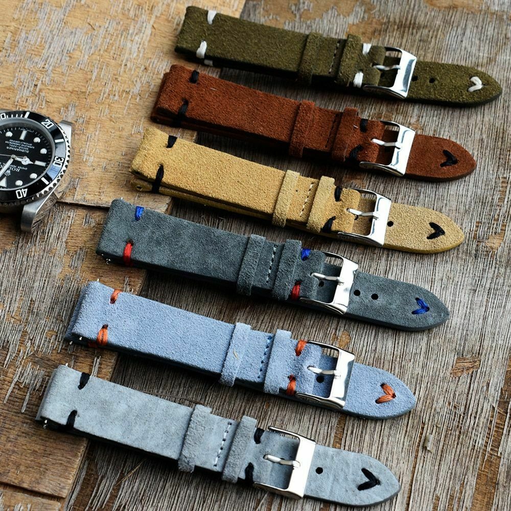 Vintage Watch Band Strap Suede Leather Universal Watchbands Replacement Strap