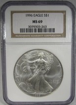 1996 American Silver Eagle NGC MS69 Certified Coin AK784 - £104.66 GBP