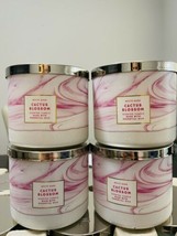 4 New Bath & Body Works Cactus  Blossom 3 Wick Scented Wax Candle 14.5 Large - $79.10