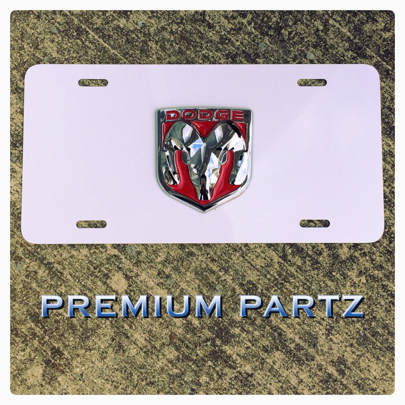 Dodge Emblem License Plate 3D Ram Head Custom Thin Aluminum New Red ...