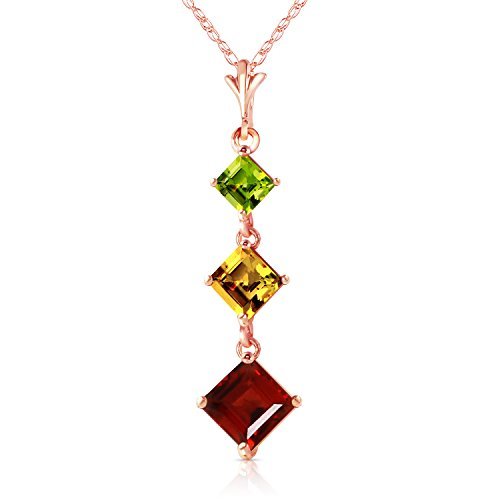 Galaxy Gold GG 2.4 Carat 14k 22 Solid Rose Gold Necklace with Natural Square-sh
