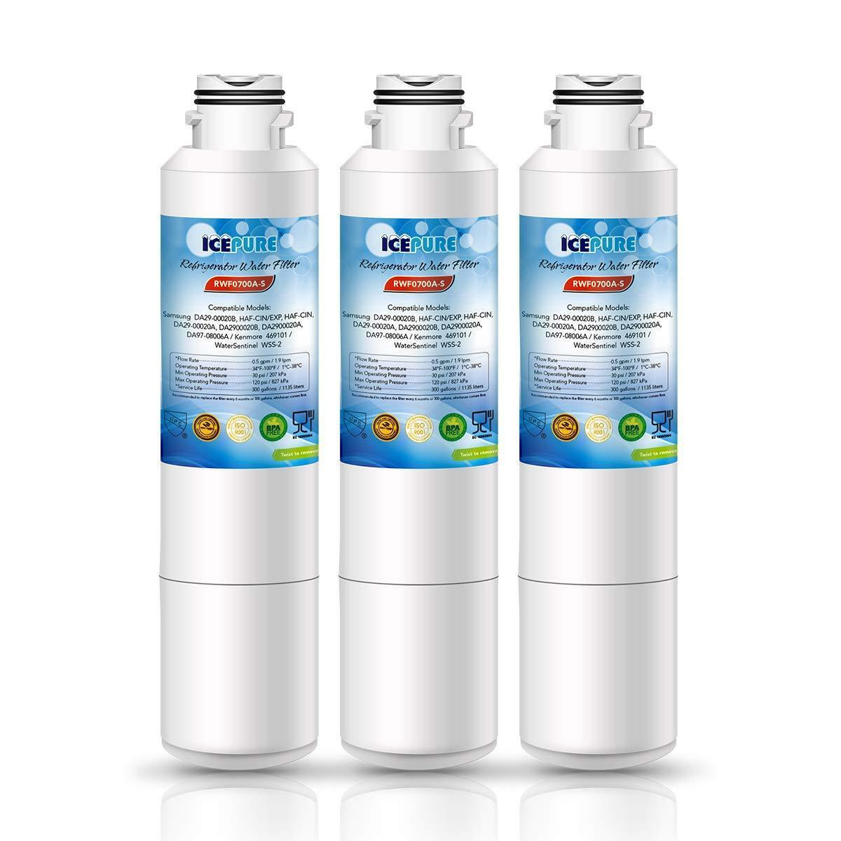 Refrigerator water filter Fits for Samsung RF25HMEDBSR, RF25HMEDBSR/AA ...