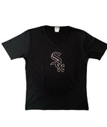 Women&#39;s T-Shirt  Chicago White Sox Baseball V-Neck Small 4 - 6 Bling Rhi... - $13.09