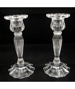 Clear Glass Dodecagon Column Candlesticks Taper Candle Holders 7&quot; Elegan... - $18.76