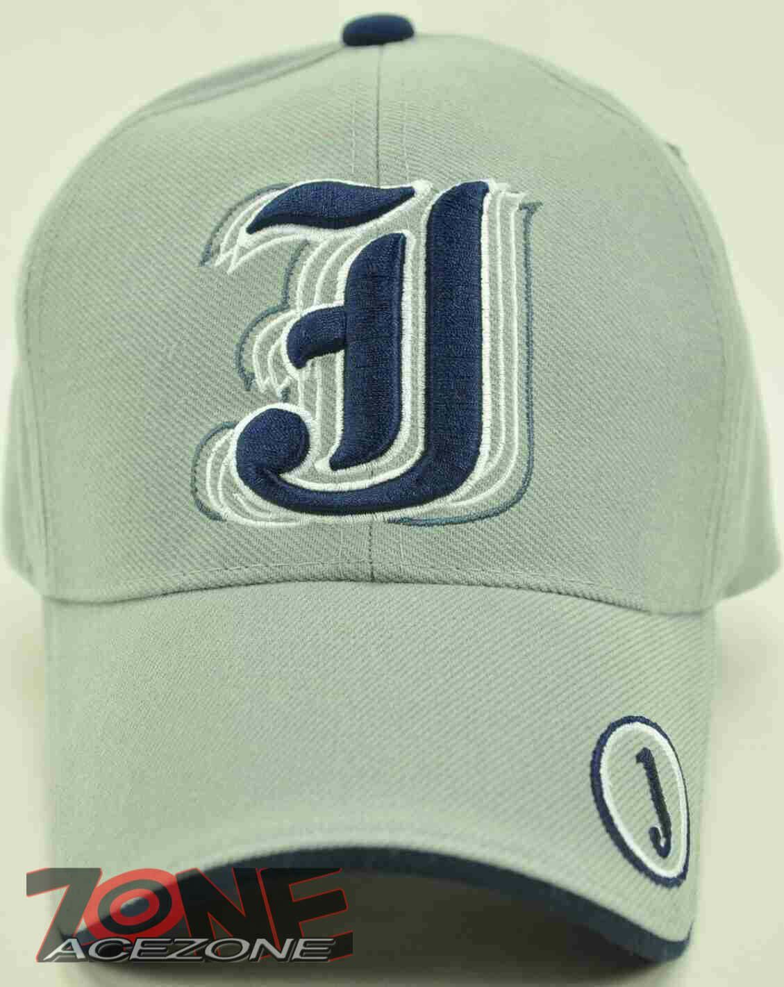 NEW! MONOGRAM LETTER J CAP HAT N1 GRAY Men's Hats