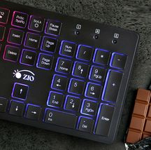Zio Chocolate Korean English Keyboard USB Wired Membrane PC LED Backlight image 4
