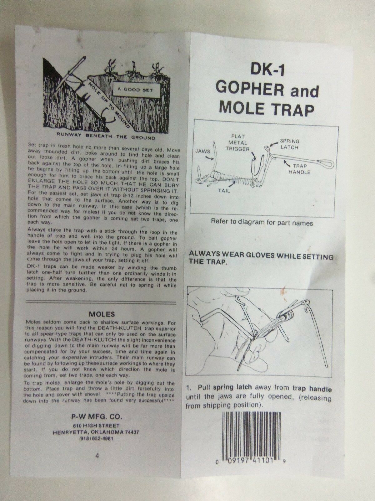 Six Pack of DK1 Gopher Traps. Pocket Gopher Traps Trapping Supplies