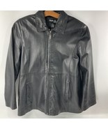 Style Co. Petite Women’s Genuine Black Leather Color Black Size S Zip Up - $20.78
