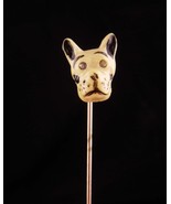 Antique Victorian Bulldog Stickpin carved features rhinestone paste eyes... - $185.00