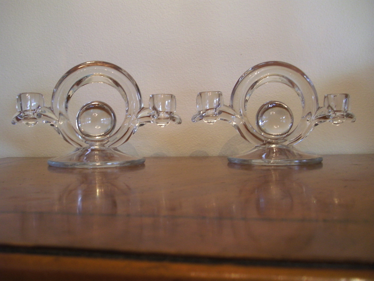Set of Two Vintage Indiana Glass  Two Light Crystal Candlesticks - $20.00
