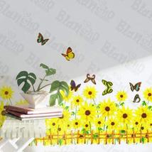 Colorful Butterfly and Blooming Flowers - Wall Decals Stickers Appliques Home Dc - $7.91