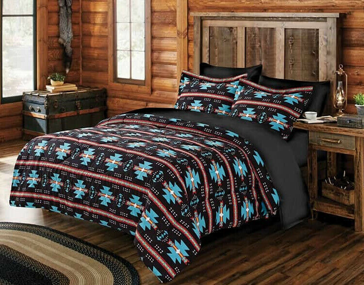 7 Pc Full Queen Size Native Rustic Cabin Comforter Set Bedding