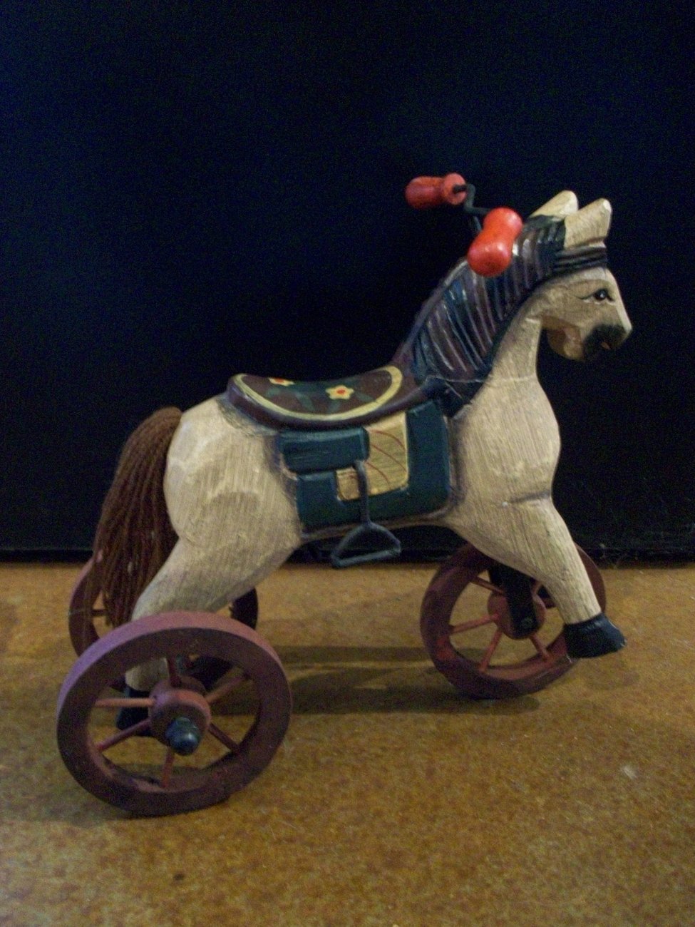 Replica, Antique Riding Horse On Wheels (Small, 7 3/4 inches), New