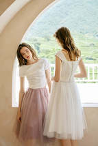 Gray High Waisted Midi Tulle Skirt Outfit Softest Tulle Wedding Skirt Plus Size image 6