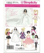 Simplicity 1955 Fairytale Wedding Dress Fashion Doll 3 Sizes Clothing Pa... - $10.77