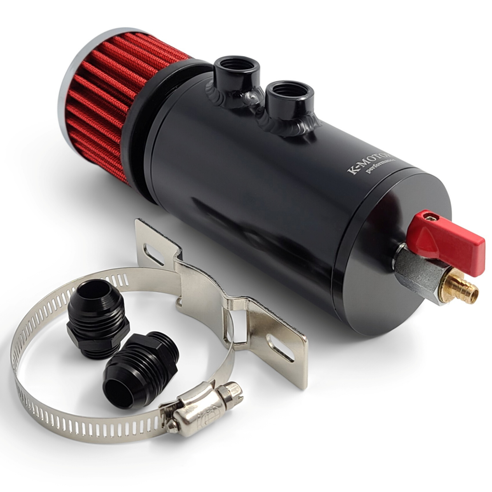 KMOTOR Oil Catch Can 10AN Reservoir Tank + Breather Separator Filter
