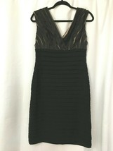 Adrianna Papell Black Pleated Dress Sheath Sleeveless Size 10 - $23.51