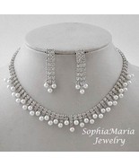 Bridal jewelry set bridesmaids wedding party pearl necklace earring set ... - $18.80