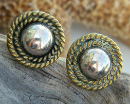 Vintage taxco mexico sterling silver ball rope earrings mixed metal thumb200