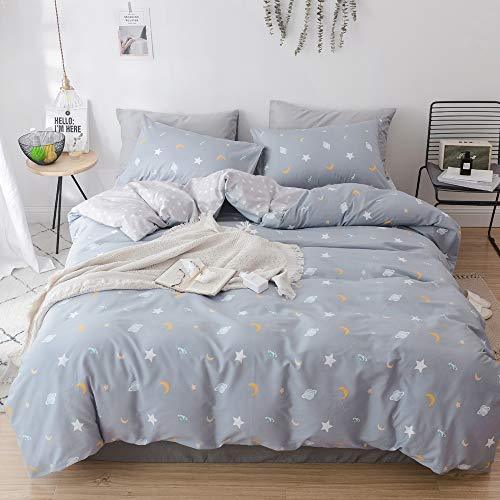 VM VOUGEMARKET Queen Duvet Cover Set Star Moon Pattern,100% Cotton Universe Them - Duvet Covers