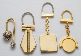 Lot of 4 Mixed High Quality Keychain Keyring, Gold Silver, - $6.92