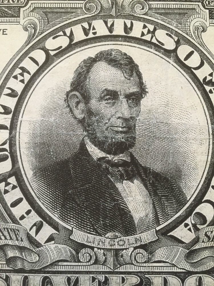 Reproduction Porthole Note $5 1923 Silver Certificate Abraham Lincoln Silver 