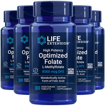 L-Methylfolate 8500mcg High Potency Optimized Folate Life Extension 5X30 Pills - $55.32