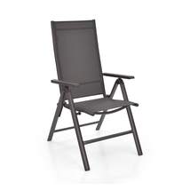 2 Pieces Patio Folding Dining Chairs Aluminium Adjustable Back image 9