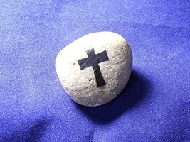 Christian Cross outline filled Jesus Crucifix rock - $14.47