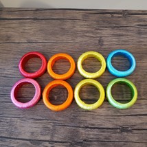 Colorful Napkin Rings, set of 8, Rainbow Thread Yarn Wrapped Napkin Holders image 2